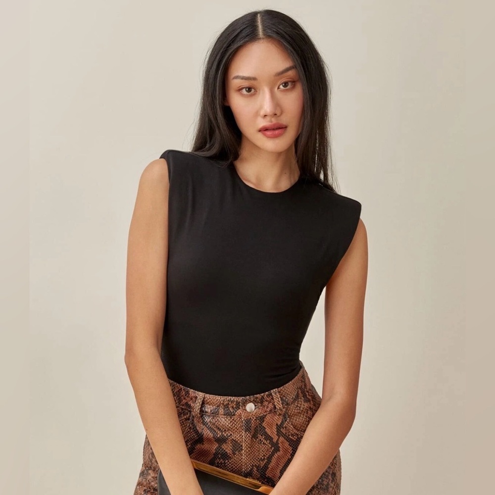 Reformation Citta Bodysuit with Shoulder Pads XL